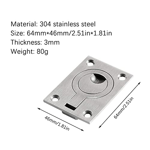 Hsthe Sea Pack of 2 Embedded Pull Ring Handle Hidden Handle of Cabinet Boat Deck Lifting Ring Floor Lifter Stainless Steel Door Knobs Sea Yacht Drawer Door Fittings - Image 2