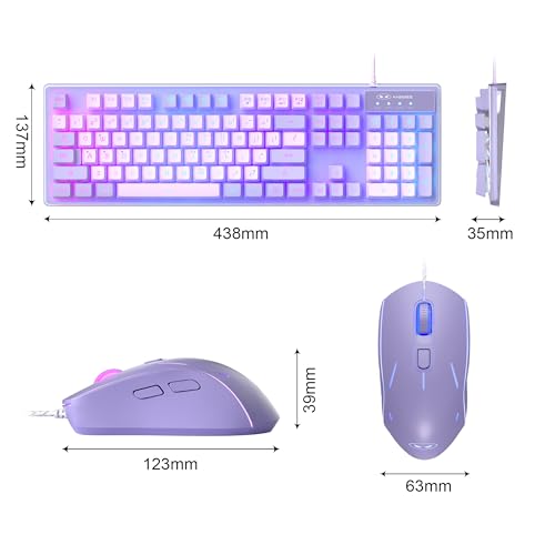 Image of MageGee Gaming Keyboard and Mouse Combo, K1 RGB LED Backlit Keyboard with 104 Key Computer PC Gaming Keyboard for PC /Laptop (Purple)