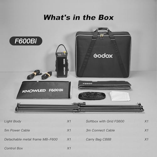 Ficha técnica Godox Knowled F600Bi Panel de luz LED de vídeo con Rejilla de Panal de Abeja Plegable Impermeable Flexible LED DMX CRMX 2.4G App Control para películas emisión producción de vídeo y fotografía - Fernando Cortés