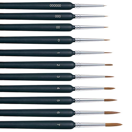 11 Pack Miniature Paint Brushes, Detail Paint Brushes Set with Ergonomic Handle - Suitable for Acrylic Painting, Adults Paint by Numbers, Oil, Watercoloring