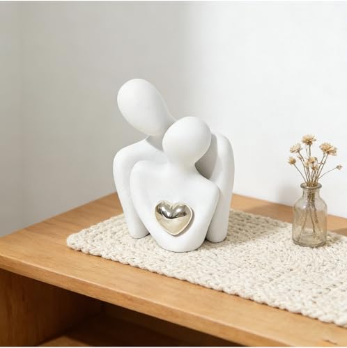 Mini estatua pareja abrazándose, decoración romántica cerámica miniatura 3