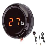 KIMISS Motorcycle Digital Thermometer Gauge Handlebar Waterproof Night Vision Temperature Gauge LED Display for 12V Motorcycle, Racing, Scooter etc (red)