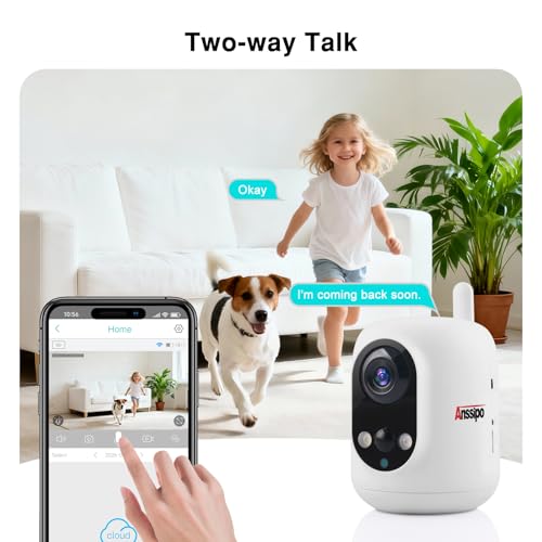 Image of Long Battery Life Indoor Cameras Wireless for Home Security, House Camera Battery Powered, 360Pan Tilt Viewing, 2.4Ghz 2K Tiny WiFi Cameras, 2 Way Talk, Color Night Vision, AI Motion Detection