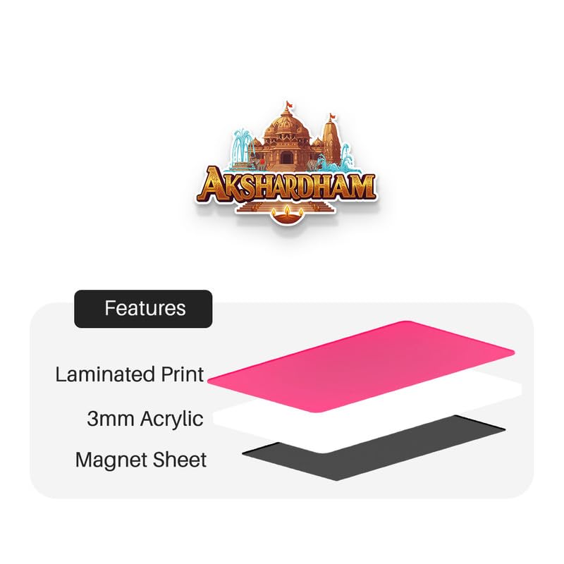 Image of Akshardham Fridge Magnets, Glossy Finish, Stylish Magnet for Fridge, Wardrobe & Metal Surfaces