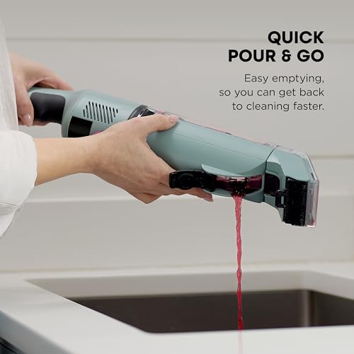 Portable cordless spot cleaner removing pet stain