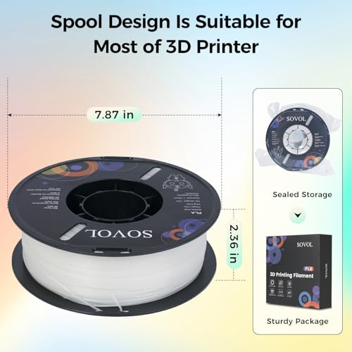 Image of Sovol 3D Printer Glow in The Dark Filament Gradient Multicolor Fast Change PLA 1kg (2.2 lbs) Spool 3D Printing Materials, Dimensional Accuracy + /- 0.03 mm, 1.75 mm, Glow Multicolored
