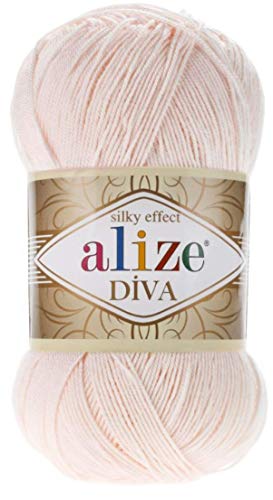 Image of Alize Diva Silk Effect 100% Microfiber Acrylic Yarn 1 Ball skeins 100gr 383yds Color (382 - Powder)