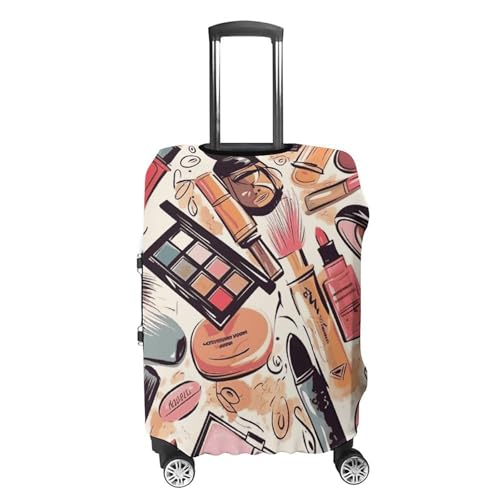 Cosmetic And Makeup Theme Pattern Luggage Cover, Washable Elastic Suitcase Cover Protector Fit 18-32 Inch Luggage4