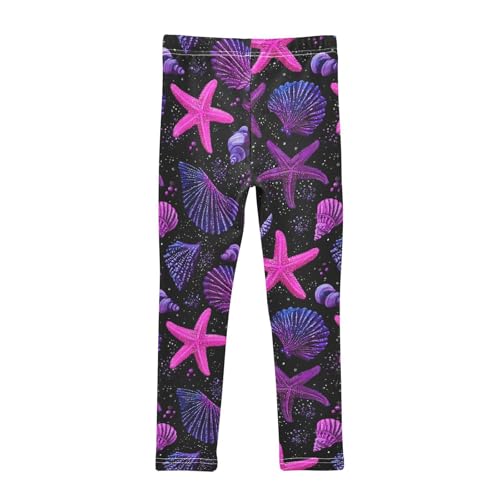 Purple Starfish Shells Girls Leggings Soft Stretch Workout Yoga Dance Pants for Kids Casual Tights2