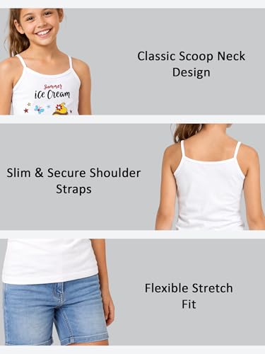 Image of BODYCARE Kids Girl's Regular Fit Vest| 100% Cotton| Skin Friendly | Lightweight | Sleeveless Design | Pack of 6