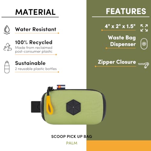 Image of OllyDog Scoop Pick Up | Dog Poop Bag Holder | Lightweight & Water-Resistant Dispenser | Leash Attachment for Hands-Free Carry | Fits Standard Waste Bag Rolls (Palm)