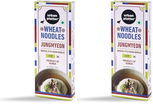 Image of Urban Platter Jungmyeon Wheat Noodles, 250g (Round Korean Noodles | Springy & Chewy Bite | Best for Saucy & Spicy Dishes) (Pack of 2)