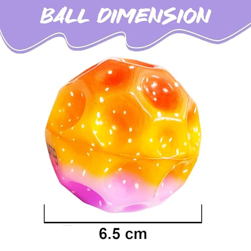 Image of VGRASSP Super Bouncy Rubber Moon Ball Toy for Kids and Adults with Craters - High Bounce, Textured Grip, Perfect for Playtime Fun - Return Gift Foam Ball, Multicolor (Pack of 6)