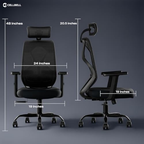 Image of CELLBELL C190 Berlin Office Chair, High Back Mesh Ergonomic Home Office Desk Chair (Black)