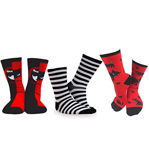 DooleUs Girl's Emily the Strange Fun Colorful Patterns Fashion Crew Socks - 6 Pairs3