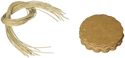Wrapables 20 Gift Tags/Kraft Hang Tags with Free Cut Strings for Gifts, Crafts & Price Tags - Flower