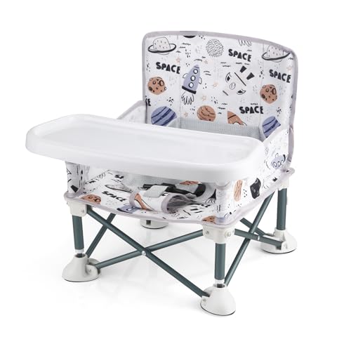 Image of PandaEar Portable Baby Seat Travel| Compact Fold with Straps for Indoor/Outdoor Use| Great for Camping, Beach, Lawn |Toddlers, Kids, Boys, Girls (Without Placemat, White)