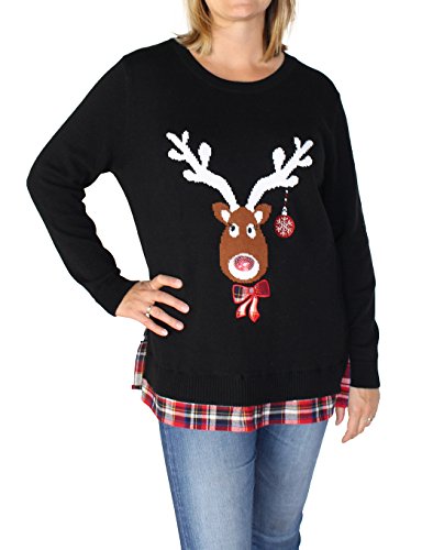 Women's Reindeer Plaid 2-fer