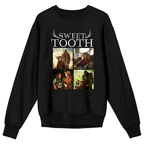 Bioworld Sweet Tooth Four Square Collage Crew Neck Long Sleeve Black Adult Sweatshirt