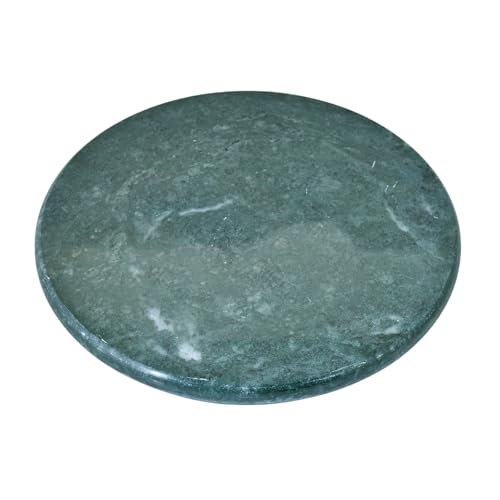 Image of VISMAY'S 10 Inch Green Marble Chakla with 12 Inch Wooden Rolling Pin for Roti Paratha Chapati Rolling Board Set for Kitchen