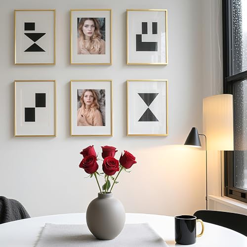 Image of upsimples Aluminum 12x16 Picture Frame Gold, Display Photo 8.5x11 with Mat or 12 x 16 without Mat, Wall Hanging Metal Poster Frame with Acrylic Cover, 1 Pack