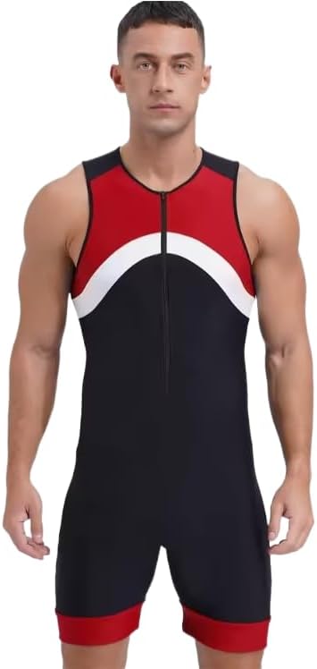 Mens One Piece Swimsuit Swim Jumpsuit Shorty Wetsuit Bathing Suit Athletic Spandex Leotard Swimwear