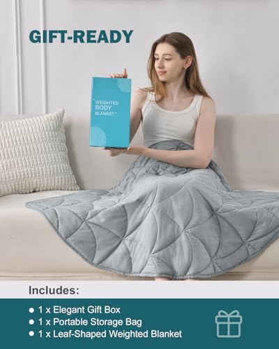 Kivik-Weighted-Lap-Blanket-7-lbs-for-Adults-Cooling-Small-Weighted-Blanket-Leaf-Pattern-Portable-Travel-Weighted-Lap-Pad-for-Relaxation-Napping-All-Season-Throw-Blanket-Grey-40x52