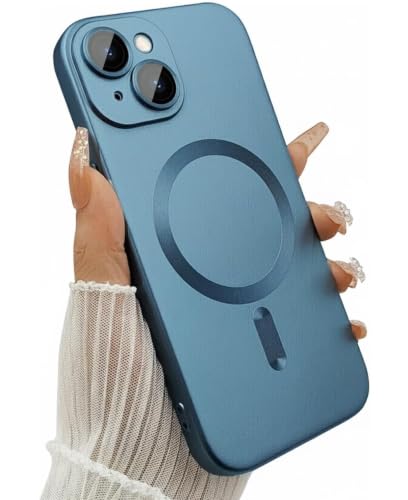 Image of DIZORO Magnetic Case for iPhone 13 / iPhone 14 Cover [Compatible with MagSafe][Built-in Camera Lens Protector] Slim Soft Silicone Bumper Shockproof Metallic Luster Back Cover Phone Cases (Pine)
