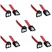 BIPRA SATA III (SATA 3) Cable Red with Locking Latch Straight to Right Angle 90 Degree | Compatible up to S-ATA/600 | Serial ATA (40cm) (5 Pack Sata 3 Data Cable)