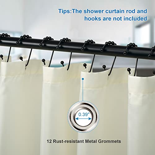 Image of Amazer Ivory Shower Curtain Liner, Ivory Fabric Shower Liner, 2-in-1 Bathroom Shower Curtain and Liner, 12 Grommet Holes, Water Proof, Machine Washable, Hotel Quality, 72 x 72 Inches