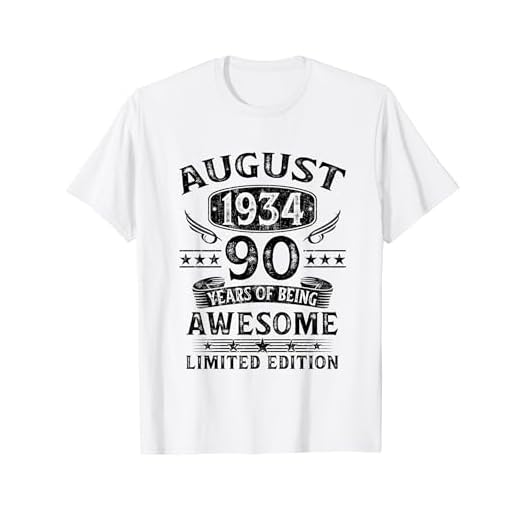 Regalo 90 Años Cumpleaños Hombre Mujer Agosto 1934 Camiseta