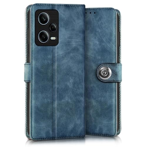 Image of WOW IMAGINE Shock Proof Flip Cover Back Case for Redmi Note 12 Pro 5G (Magnetic Button Flip Case | Wallet Pockets & Stand | Leather Finish | Aquamarine)