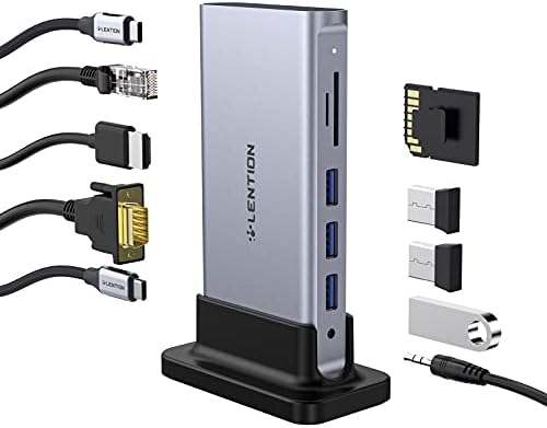 LENTION USB C Docking Station Steam Deck Dock with 100W Power Pass-Through 4K HDMI Gigabit Ethernet USB 3.0 USB 2.0 and Aux Adapter Compatible Steam Deck 2022-2016 MacBook Pro Mac Air More (D53 Gray)