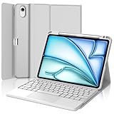 Angle de Vision Réglable: Cette coque clavier pour iPad Air 11 pouces M3/M2 2025 dispose de trois rainures intégrées pour vous offrir un angle de vue confortable, vous permettant d'ajuster l'angle de la tablette à votre goût, parfait pour écrire et regarder des vidéos.