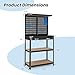 Goplus Workbench, Work Table with Drawer, Pegboard, Hanging Accessories, Topping Space, 4-Tier Heavy Duty Metal Tool Storage Bench, Work Benches for Garage, Workshop (Blue, 32