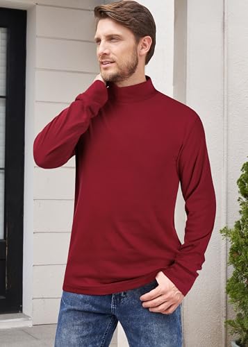 Derminpro Men's Fleece Lined Mock Neck Knit Long Sleeve Undershirts Thermal T Shirts2