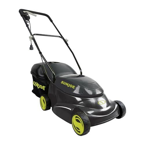 Sun Joe Cordless Electric Push Lawn Mower with 10.6-Gal Bag & Charging Cord, Rechargeable Mower with 14-Inch Cutting Width for Yard Care & Maintenance, MJ401C