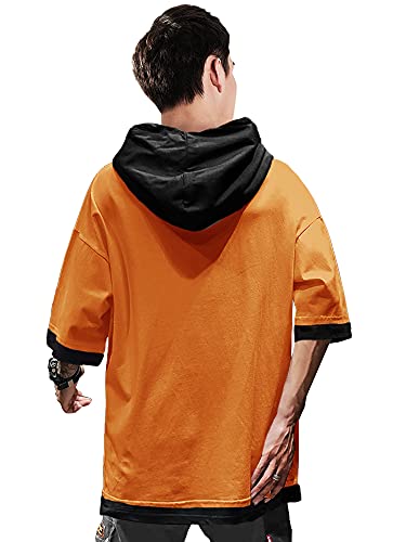 Image of EYEBOGLER Men's Trendy Hooded Neck Half Sleeves Solid T-Shirt