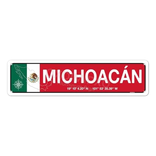 Michoacán Mexico - Mexican Flag Metal Sign, Novelty Aluminum Street Signs 4x16 Inch Slim Wall Art, Coffee Restaurant Bar Decorations, Farmhouse/Home/Kitchen/Office/Man Cave/Pub Room Décor