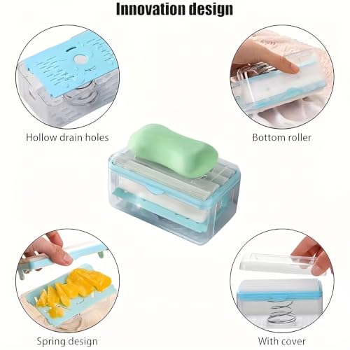 Image of Easy Cloth Plastic Washing Soap Roller Dispenser Case with Lid - Leakproof Soap Box, Roller Design, Durable, Portable & Easy to Use