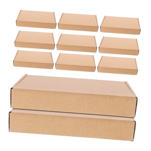 CLISPEED 20 piezas Cajas de Cartón Corrugado Tres con Tapa Abatible Resistentes y Plegables de Unidades para Envíos y Embalaje Pequeño Comercial