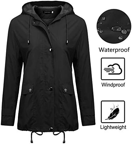 Uniboutique Rain Jackets Women Casual Raincoat Hooded Lightweight Outdoor Windbreaker Waterproof Jacket