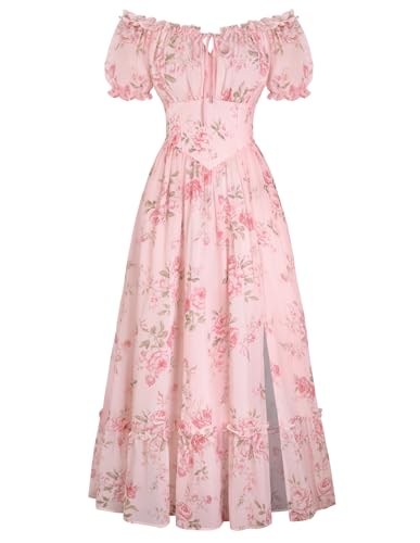 Scarlet Darkness Floral Corset Dress Women 2026 Summer Cottagecore Flowy Dresses Pink Floral M