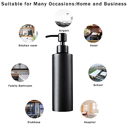 Soap Dispenser, Matte Black With Funnel And Non-Slip Coaster 304 Stainless Steel Metal Pump Hand Sanitizer Bottle For Bathroom, And Kitchen (12Oz/350Ml) #TOP5