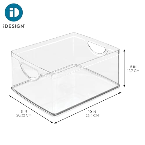 Image of iDesign Plastic Stackable Kitchen Cabinet Storage Bin with Handles - Clear Pantry Organizer Medium (Pack of 4)