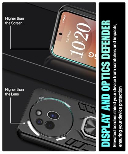 Image of AIBEX Armor Back Cover Compatible for Nothing Phone 3(a) Pro 5G| Rugged Shockproof Case with Ring Holder & Kickstand | Military-Grade Protection | Magnetic Car Mount Compatible