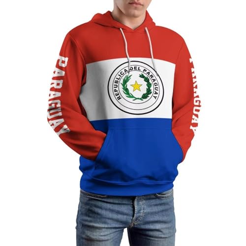 Sweat à capuche élastique imprimé drapeau paraguay pull mode grande taille