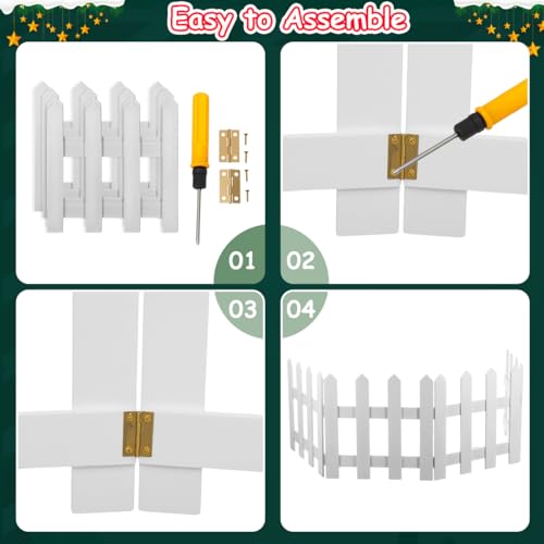 Image of DOITOOL White Picket Fence Garden Border, Wood Decorative Garden Fence Animal Barrier Landscape Fencing Border for Dogs, Flower Bed, Yard and Patio Outdoor Decor (Total Length: 120cm, Height: 30cm)