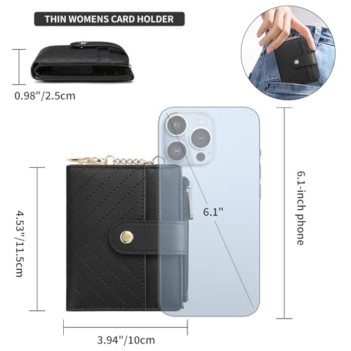 GAEKEAO Slim Wallet for Women, RFID Blocking Credit Card Holder Bifold Wallet with Zipper Coin Pocket, ID Window3