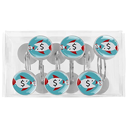 Crochets pour rideau de douche lot de 12 anneaux en acier inoxydable decoratifs motif poissons